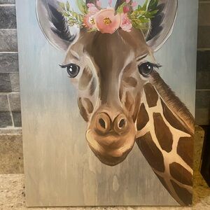Giraffe‎ Canvas Art with Floral Crown 16 x 12”